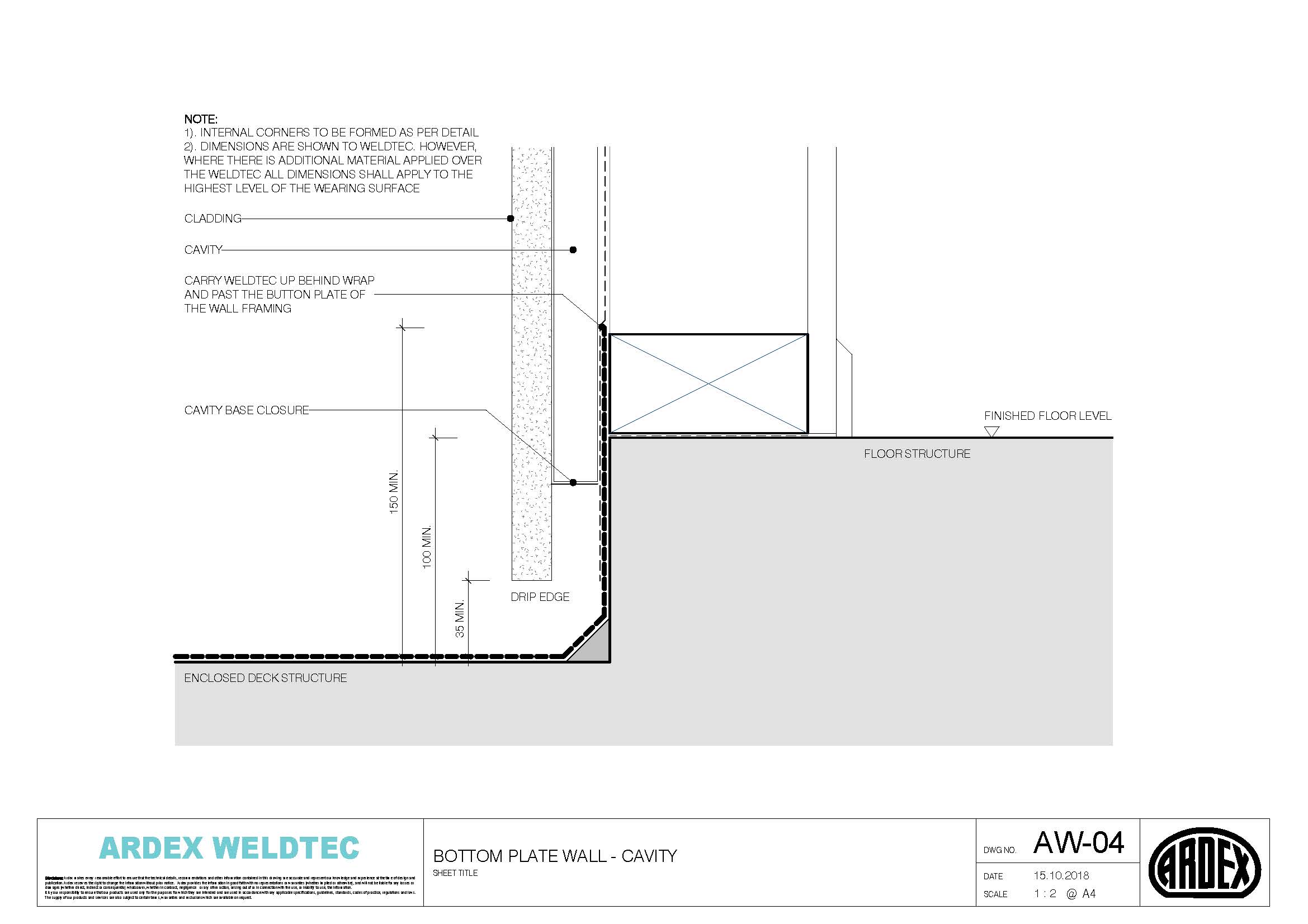 Weldtec bottom plate wall cavity