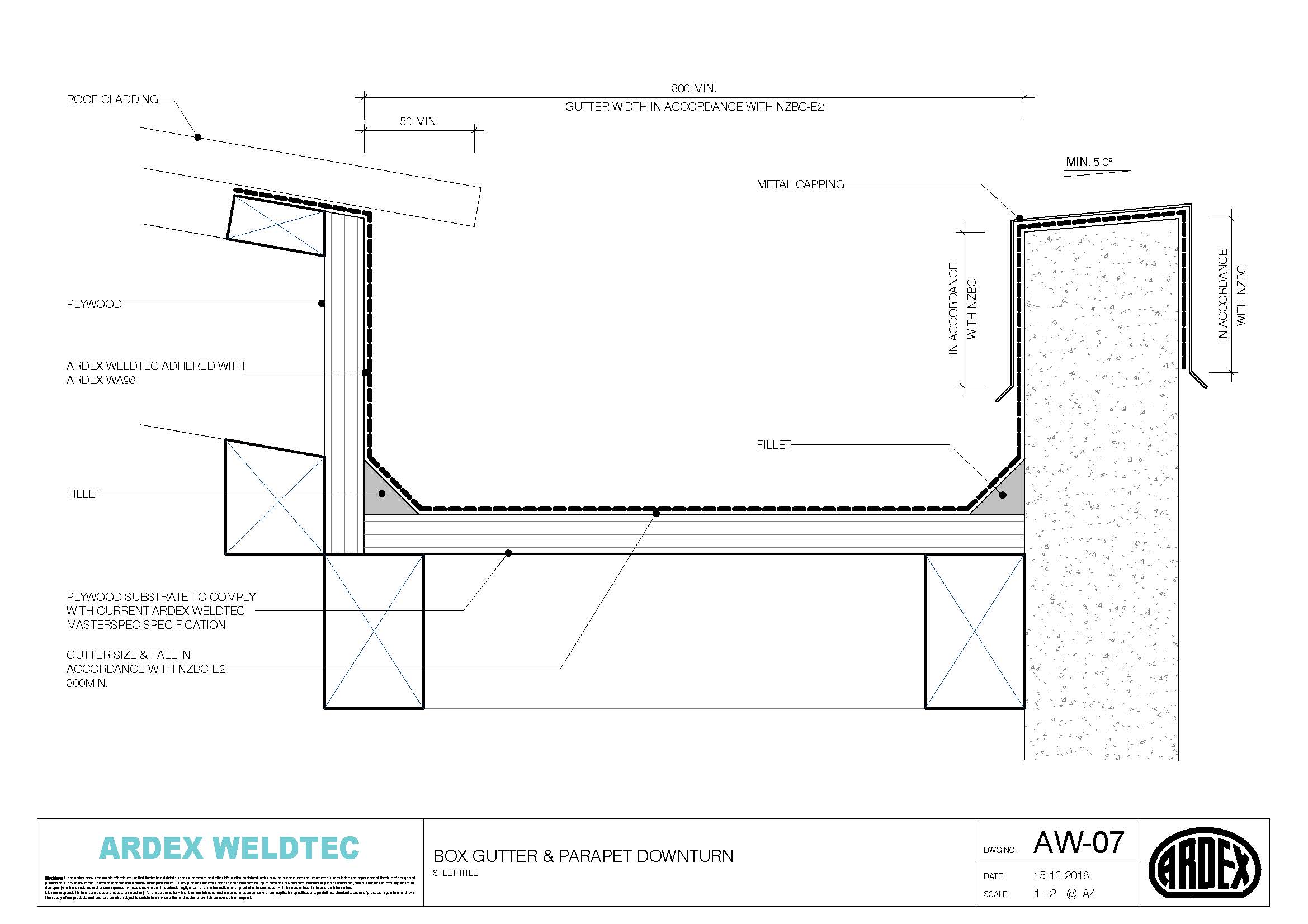 Weldtec box gutter and parapet downturn