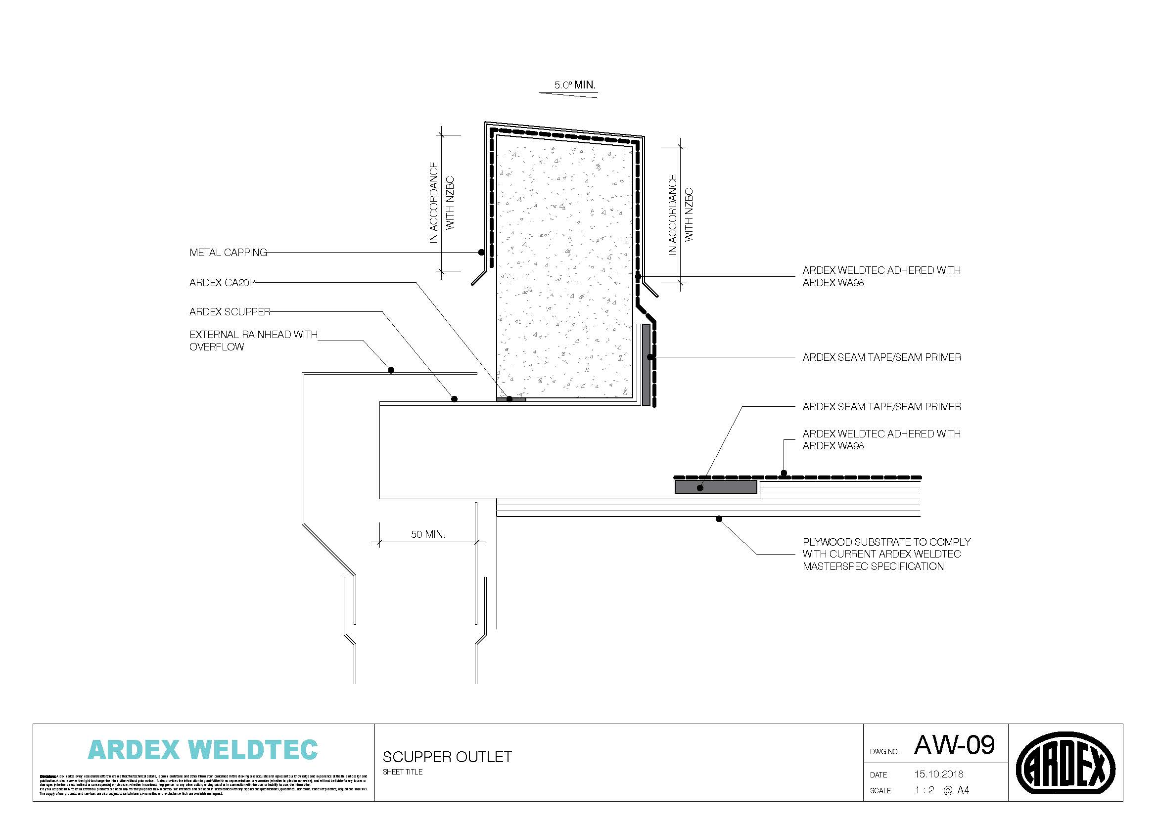 Weldtec scupper outlet