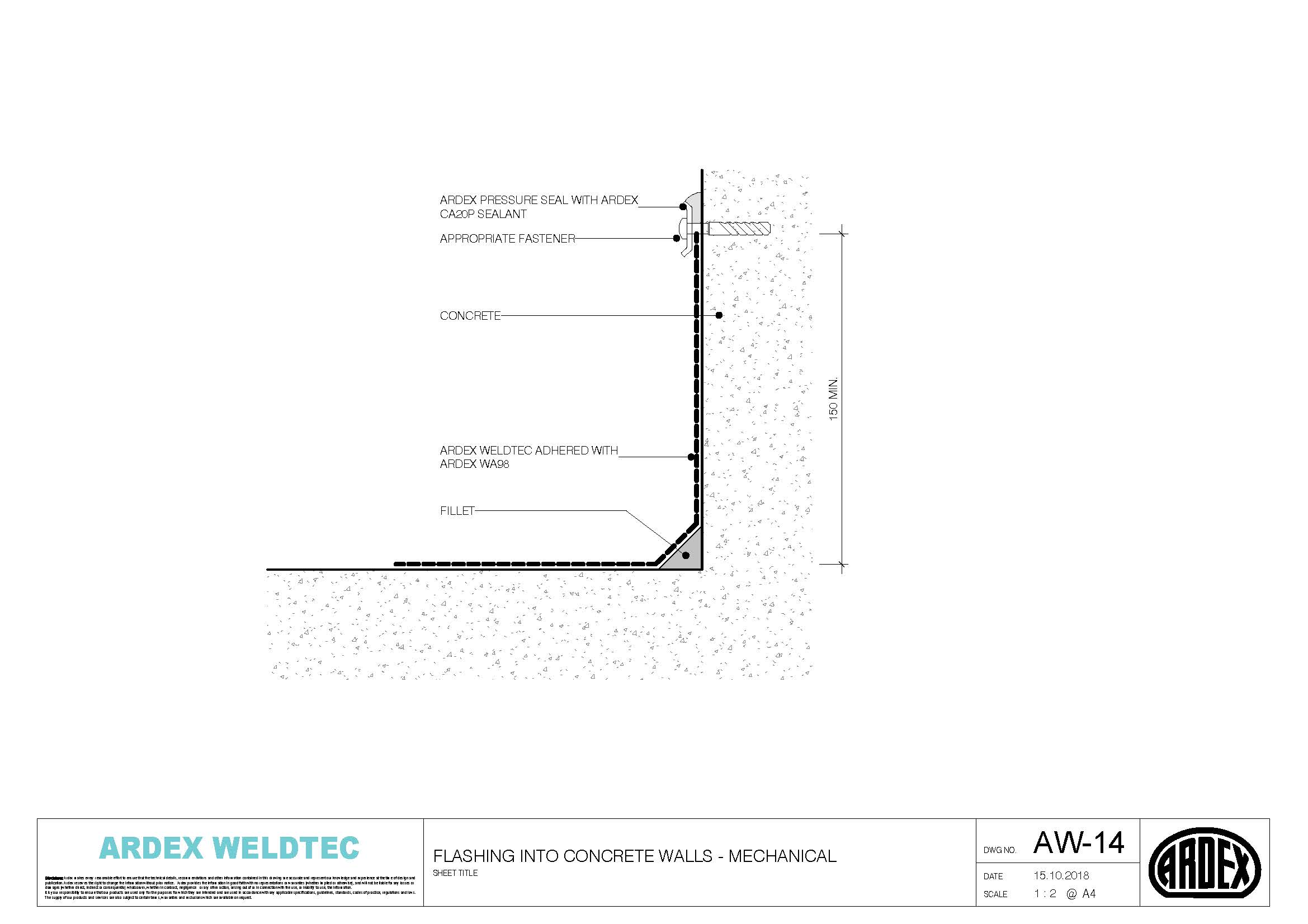Weldtec flashing into concrete walls - mechanical
