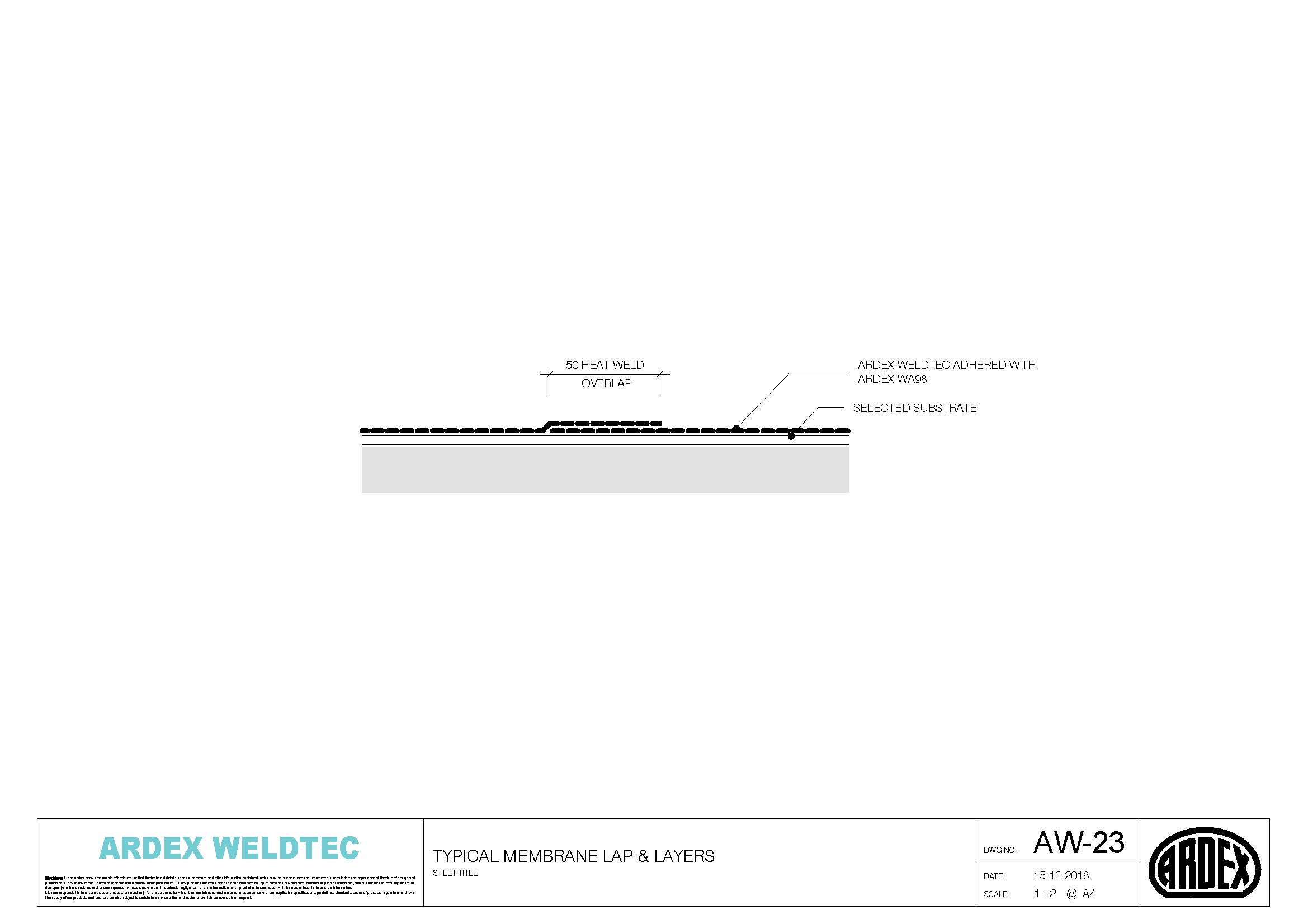 Weldtec typical membrane lap and layers